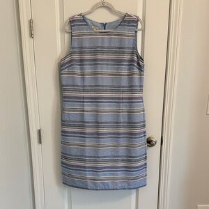 Talbots Blue and White Striped Midi Dress